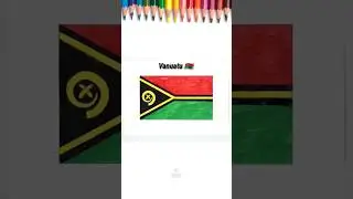 Drawing Vanuatu Flag with hands -  coloring Flags #flags #drawing #shorts