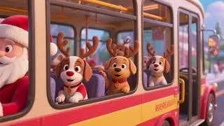 Reindeer Puppies on the Santa Bus | Christmas Nursery Rhymes & Kids Songs