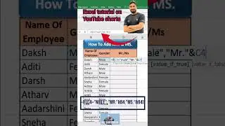 how to add Mr. & Ms. in Excel, Excel tutorial for beginners #education #shorts #viral #excel #funny