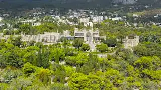 Alupka, Crimea. Vorontsov Palace. 19th century Gothic mansion with well-preserved halls and a pictur