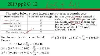 KCSE MATHEMATICS 2019 pp2 Q12
