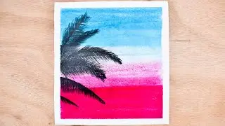 Oil Pastel Drawing Palm Tree Leaves | Easy Oil Pastel Drawing for Beginners