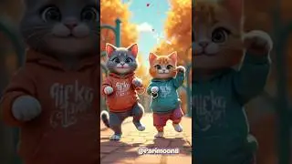 Two cats wearing hoodies dancing in the playground #shorts #dancing #shortvideo #cute #cat #dance