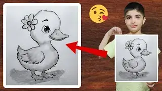 How to draw a Baby Duck with flowers in its head | Duck drawing for beginners | Simple drawing | Art