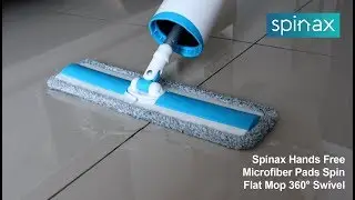 Spinax Hands Free Microfiber Pads Spin Flat Mop 360&deg; Swivel
