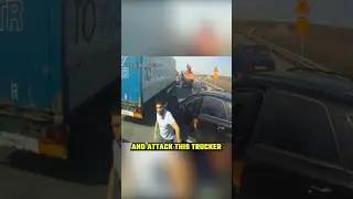 Angry Mercedes driver messes with the wrong trucker