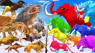 Prehistoric Mammals VS Spidey Mammals Size Animal Epic Battle Animal Revolt Battle Simulator