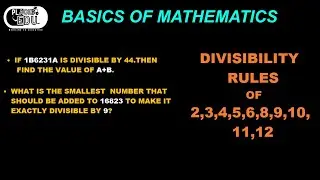 BASICS OF MATHEMATICS -1||BASIC DIVISIBILITY RULES