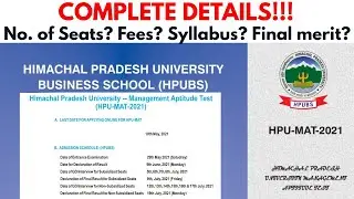 HPU MAT 2021 - MBA ADMISSION COMPLETE DETAILS!!