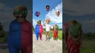 Blue+red fate dog & old Dida vs cute brothers head matching tu Radha meri main😆with Moye Moye songs😀