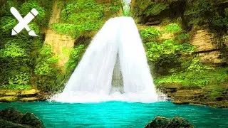 Relaxing Sleep Music & Hand Drawn Forest Waterfall Art & Animation | 