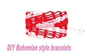 Knit a simple chain bracelet,Bohemian style two color Bracelet DIY guides