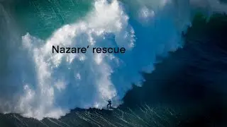 Gigantic waves surfing successful water rescue operation , Nazare, Portugal 