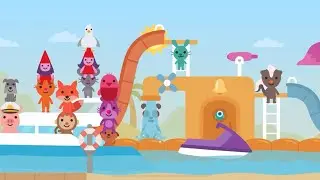 Sago mini vacation, kids learning game, build sand castles, water slides, dancing