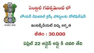 CENTRAL GOVT LOWER DIVISIONAL CLERK POSTS NOTIFICATION 2019 DETAILS || NEW GOVT JOB NOTIFICATIONS
