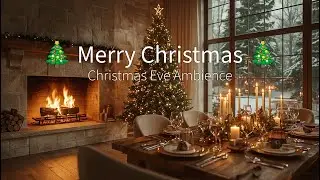 3 Hours Christmas Crackling Fireplace for Sleep | Cozy Christmas Dinner, Candles & Snowfall
