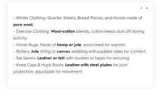 Animal Behavior and Management (Practical) - Stable Management3 &rarr; Clothing
