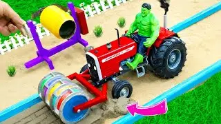 Diy tractor making asphalt road and Long Slide new technology | diy mini construction machine