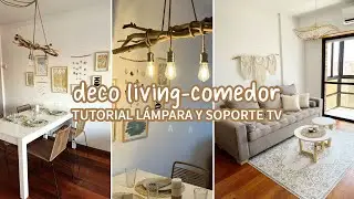 DECORAMOS UN LIVING-COMEDOR | TUTORIAL LÁMPARA DE RAMAS Y SOPORTE TV | Proyecto Costa - Capítulo 3