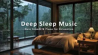 Rain Sounds for Deep Sleep and Stress Relief - Relaxing Piano Music On Rainy Day In Warm Bedroom
