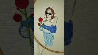 Hand Embroidery Girl Art 🌹Hashtags:#embroidery #handmade #threadart #shorts