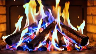 Enjoy the Beauty of Blue and Orange Fireplace Flames &ndash; A Cozy Fireplace Scene with Glowing Logs