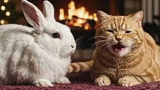 cute rabbit & fat cat