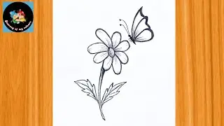Easy flowers drawing || How to draw Flower with Butterfly|| Pencil drawing .