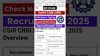 CSIR JOB VACANCY 2025 || NEW RELEASE  VACANCY  #earnmoneyonline #jobvacancy