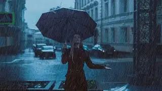 Walking Rainy Downtown - Warsaw City Poland , 4K 60fps, City Walk - Travel Walk Tour,