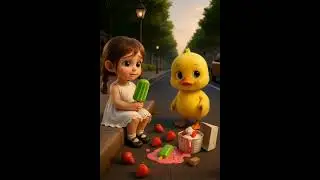 The friendship story of the little duck and the girl#shortvideo#short #duck #cartoon #the girl