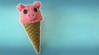 🔴 DIY how to make PIG ICE CREAM CONE - Easy Polymer Clay Food, Fondant, plastilina tutorial