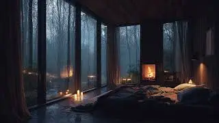 Cozy Wood Cabin Rain Night 🌧️ Heavy Rain for Deep Sleep and Calm