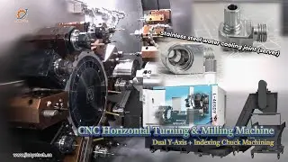 Dual Y-Axis Turret + Indexing Chuck Machining T-type Liquid-Cooling Connector for Servers
