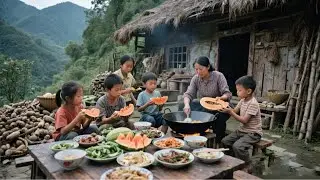 【一家七口隐居深山】妈妈刚回来，孩子们就已经焖好米饭，孩子们真懂事！#农村生活#亲子
