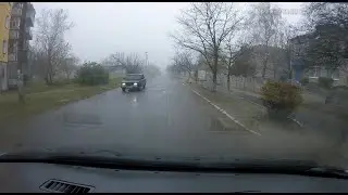 Берислав поездка по городу в туман зима 2020 Beryslav