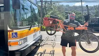 Bike Friday &ldquo; Haul A Day&rdquo; cargo bike.  Riding the North shore of Oahu with passenger.