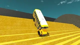 School Bus vs Stairs - BeamNG.Drive