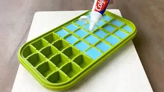 Pour toothpaste into an ice cube tray, and you&rsquo;ll thank me forever! 🧊✨