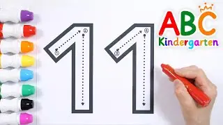 Learning Numbers for kids | Learn by making number 11 by dotting and coloring it with blue crayon