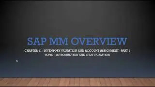 ERP คือ อะไร: SAP MM Overview CH 11.1: Inventory valuation and Split Valuation