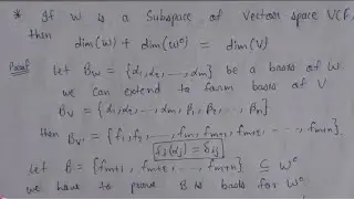 4. dim(W)+dim(W⁰) = dim(V) state and prove of this theorem | Linear functional | AdnanAlig