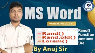 =Rand() Function का प्रयोग MS Word में कैसे करें | अलग अलग तरीके से Use करना सीखें | By Anuj Sir
