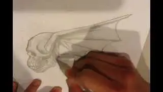How to Draw Tattoo Art-Skull with Bat Wings-(Part2 of 2)(Unedited)