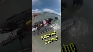Diver falls off boat and breaks dive flag