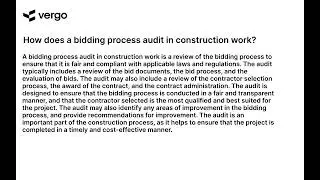 Construction Bidding Process Audit