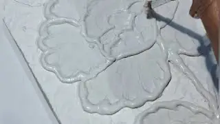Cone art ⚘️|| diy flower art || wall putty || 3D floral putty Art. 