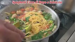 Spaghetti Cime di Rape e Salsiccia (tomates cerises,olives,pousse de brocoli,saucisse fenouil)