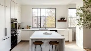 Charming Farmhouse Kitchen Featuring Scenic Outdoor Views, Rustic Wood Details, and Natural Light