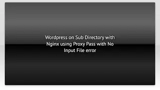 Wordpress on Sub Directory with Nginx using Proxy Pass with No Input File error